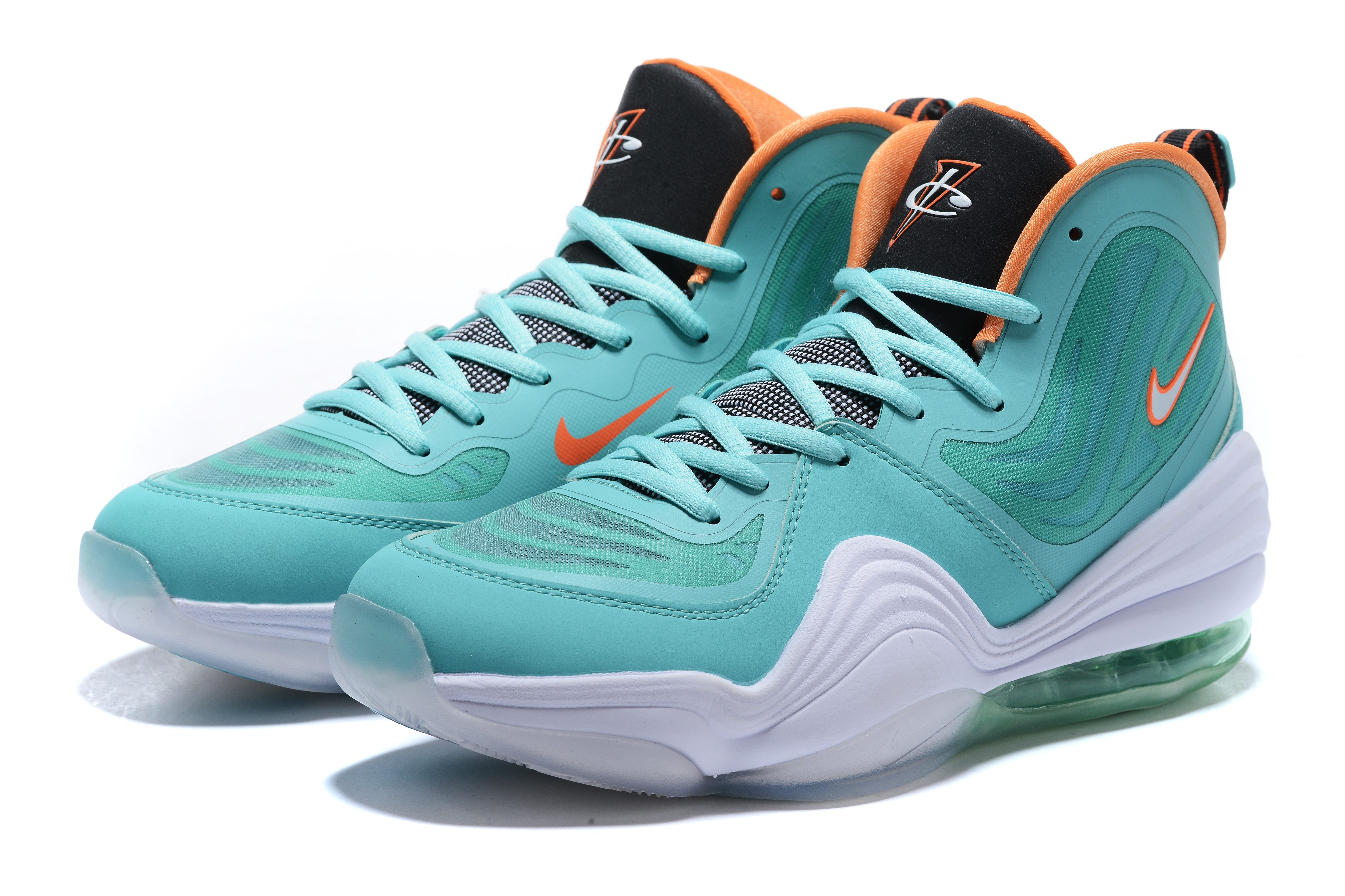 2020 Nike Penny Hardaway V Jade Blue White Orange Basketball Shoes